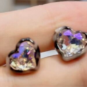 Elegant S925 sterling silver Heart-Shaped Crystal Earrings